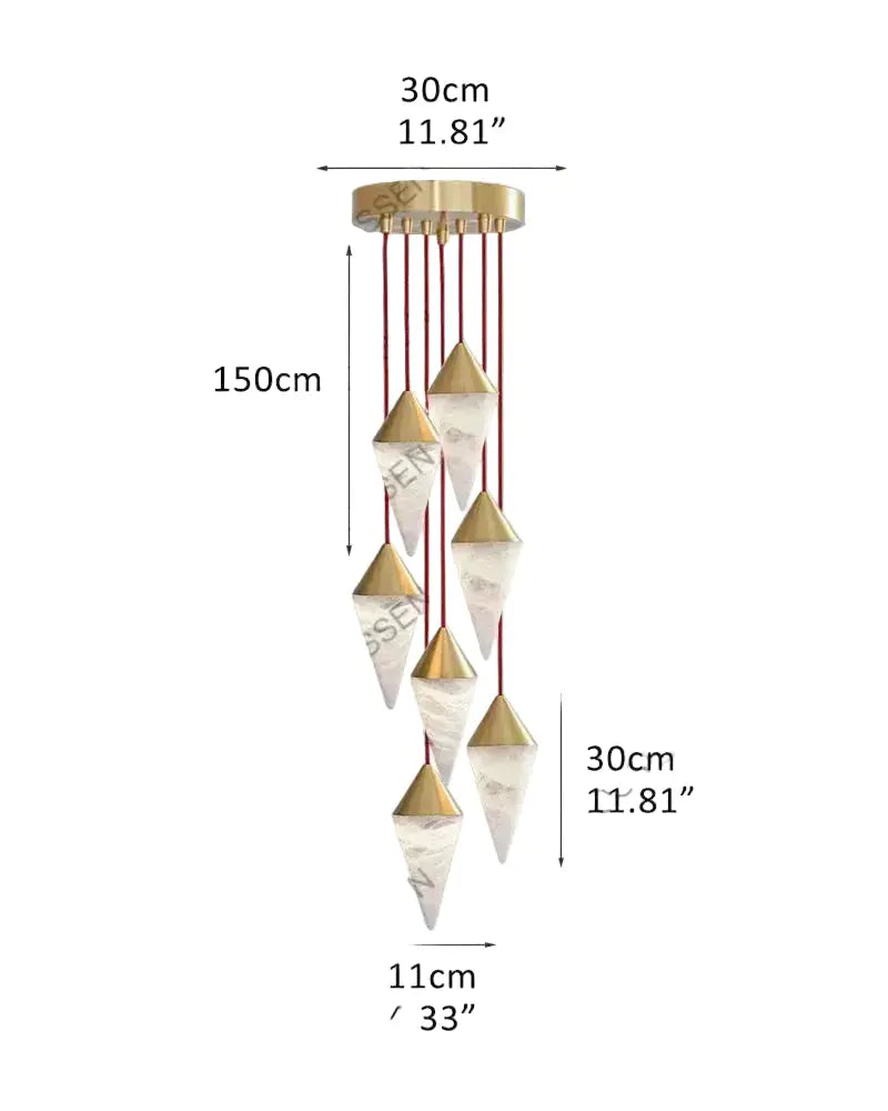 Modern Alabaster Cone Cluster Chandelier — alternate product view 26