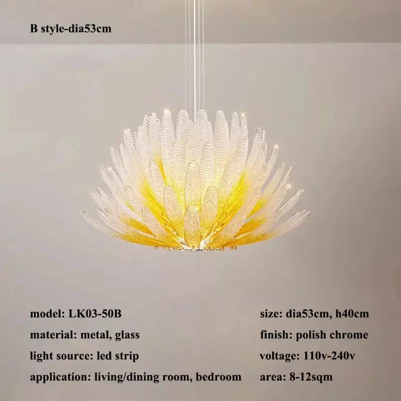 Modern Luxury Feather Glass Luxury Pendant Chandelier — alternate product view 8