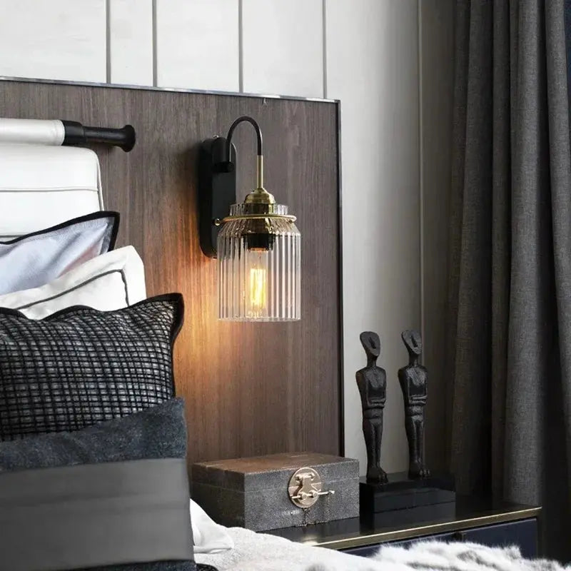 Retro Industrial Style Bedroom Glass Wall Lamp — alternate product view 3