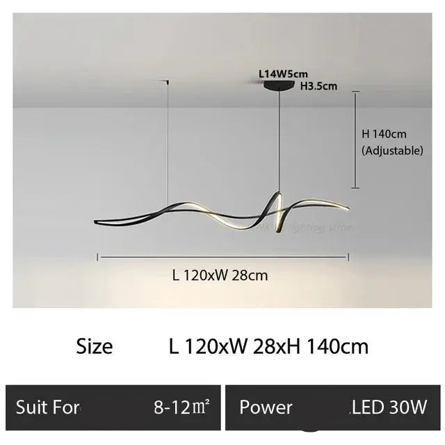 Ribbon Shape Design Dining Island LED Chandelier — alternate product view 7