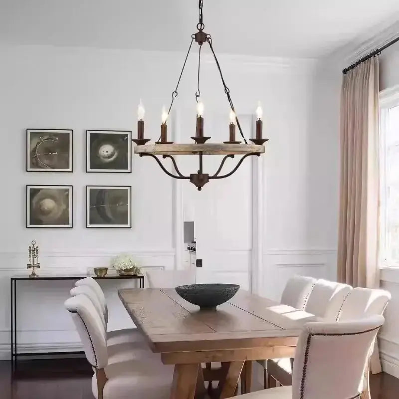 Retro American Bedroom Wood Chandelier — alternate product view 3