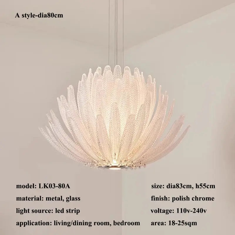 Modern Luxury Feather Glass Luxury Pendant Chandelier — alternate product view 9