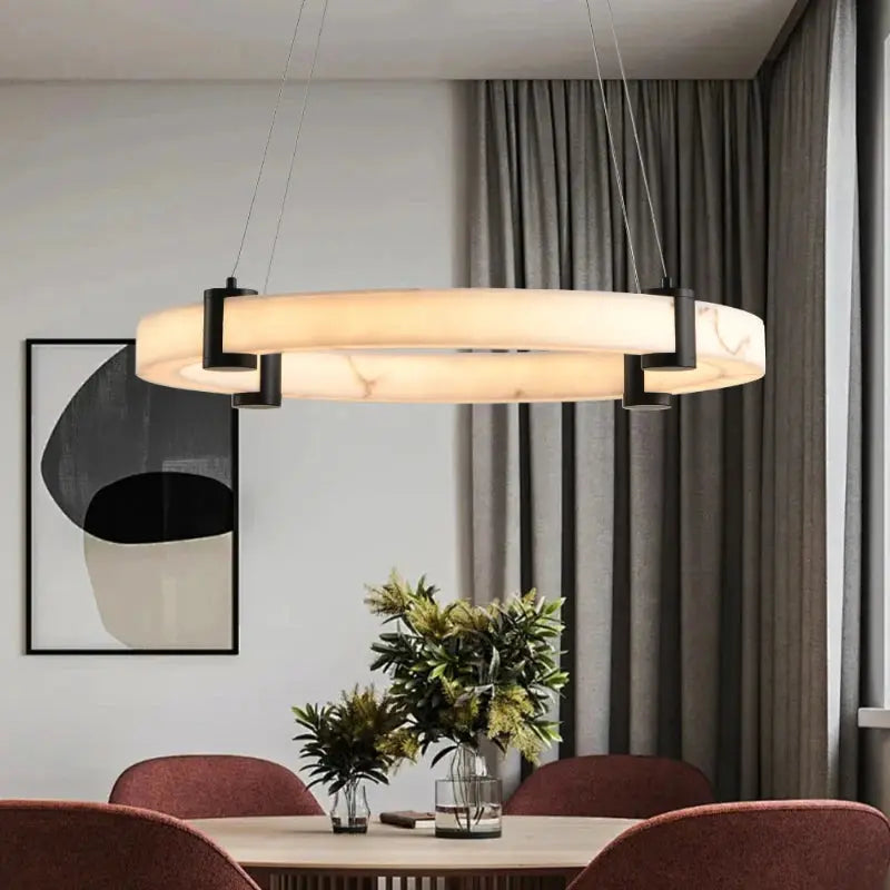 Luxury Ring Alabaster Pendant Chandelier — alternate product view 2