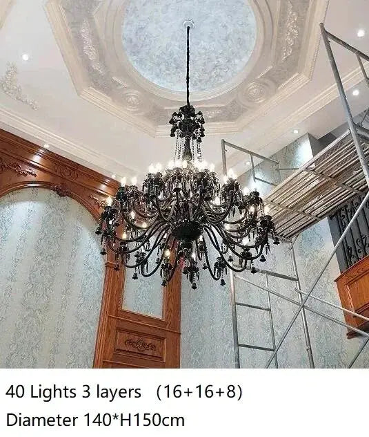 Villa Hotel Luxury Black Crystal Chandelier — alternate product view 9