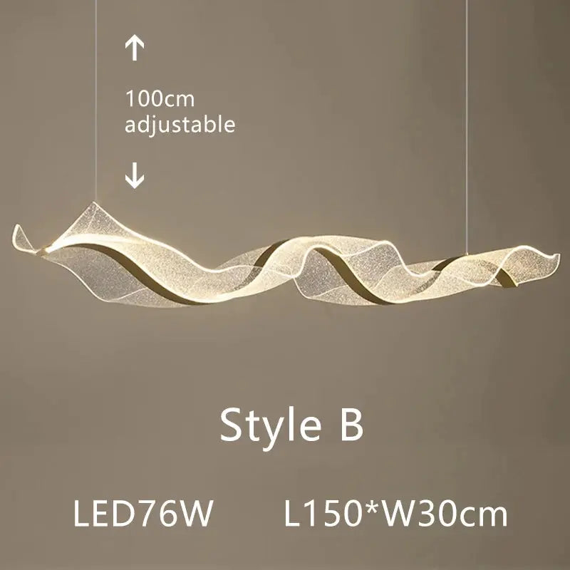 Modern Minimal LED Chandelier Wave Design — alternate product view 11