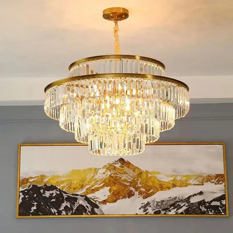 Modern Crystal Chandelier Villa Bedroom Round Lamp — product view