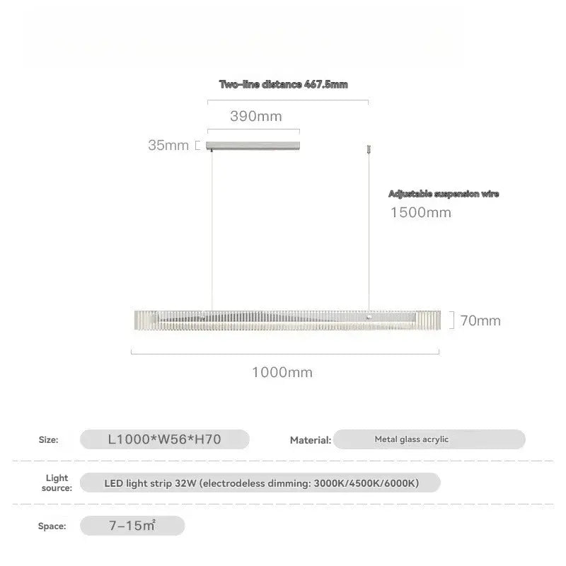 Minimalist Black Linear Chandelier Above Dining Table — alternate product view 12