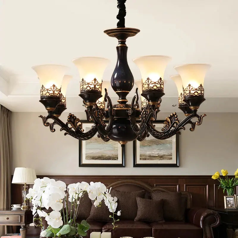 Dark Antique Ceramic Chandelier — alternate product view 1