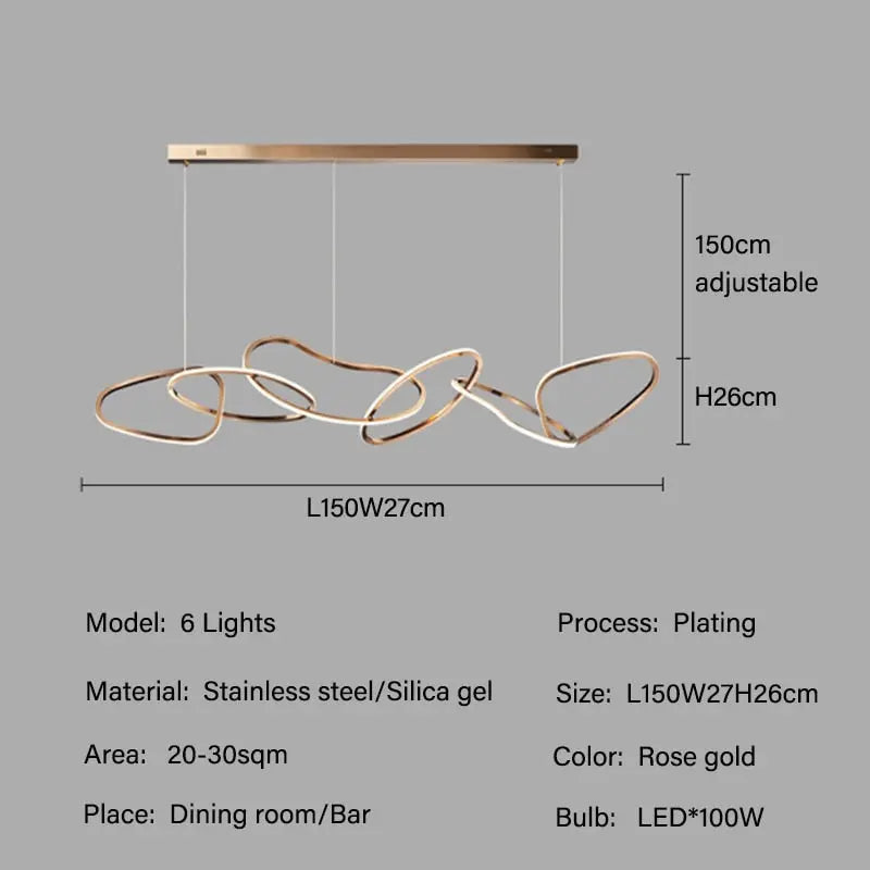 Modern Rose Gold LED Chandelier — alternate product view 13
