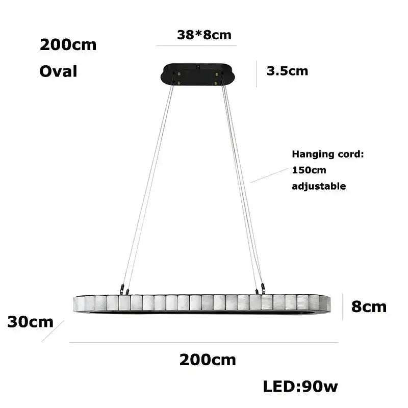 Modern Minimalist Designer Alabaster Chandelier — alternate product view 22