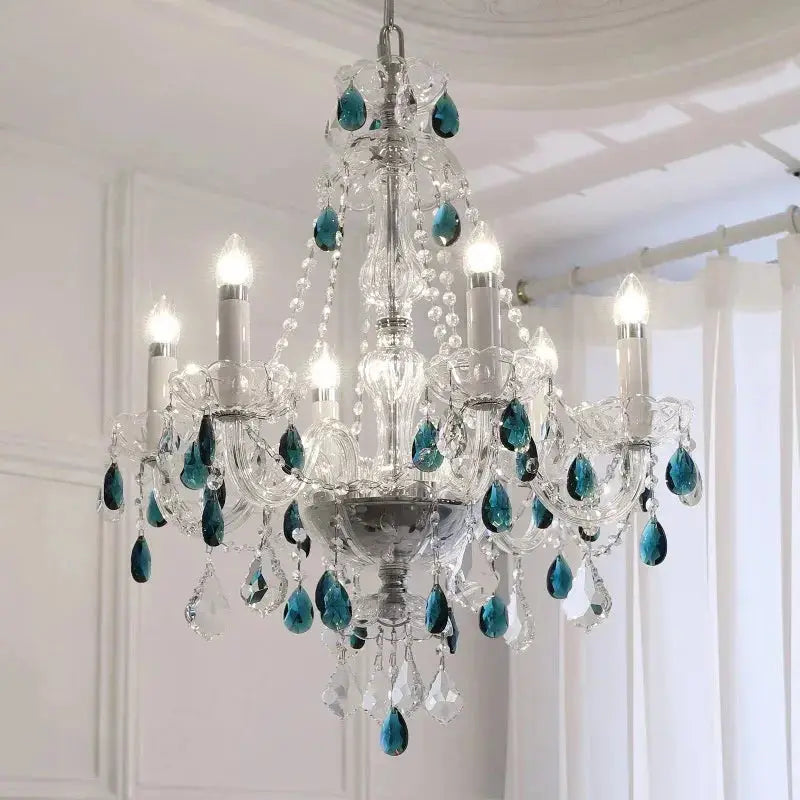 French Blue Crystal Chandelier — product view