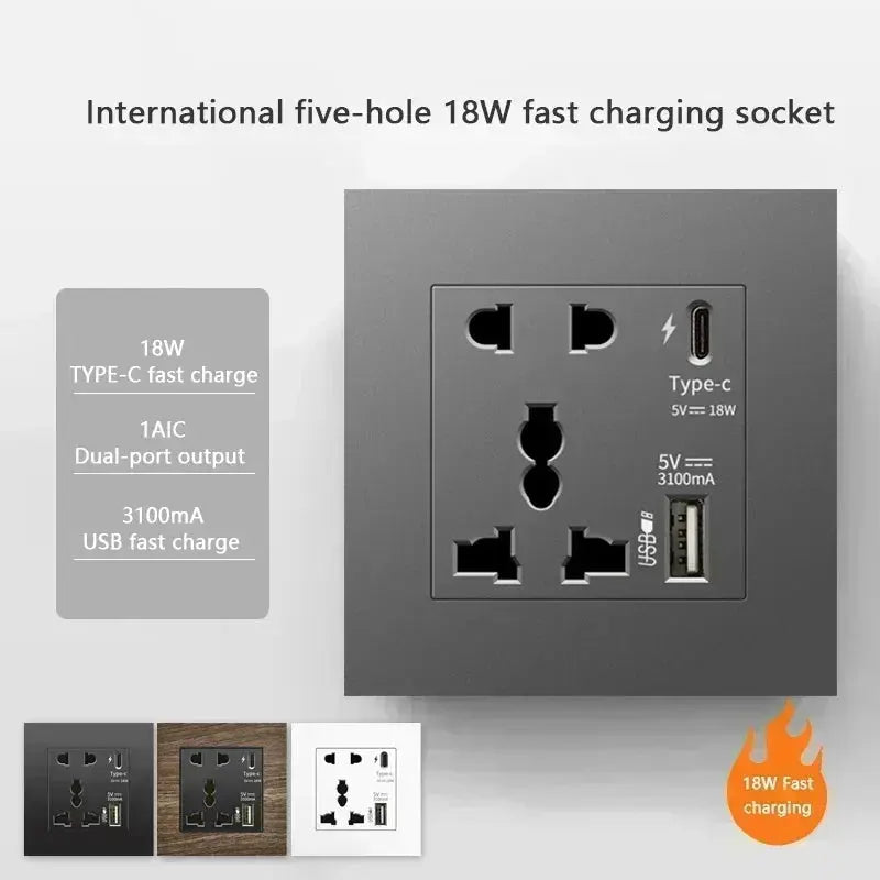 UK Wall Electrical Outlet with USB Charger — alternate product view 2