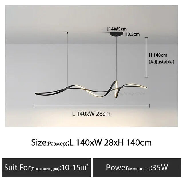 Ribbon Shape Design LED Chandelier — alternate product view 8