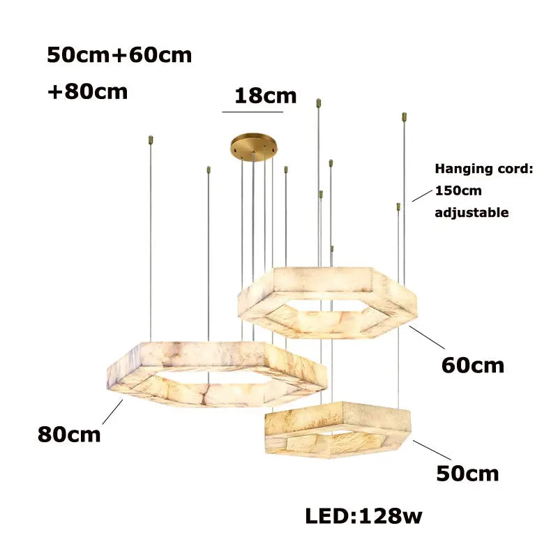 Hexagonal Alabaster Round Chandelier — alternate product view 8