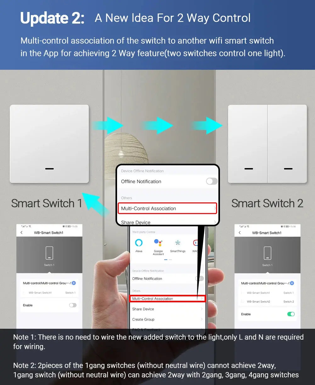 Push Button Smart 2 Way Light Switch — alternate product view 2