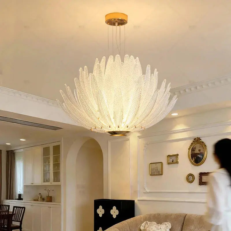 Modern Luxury Feather Glass Luxury Pendant Chandelier — alternate product view 2