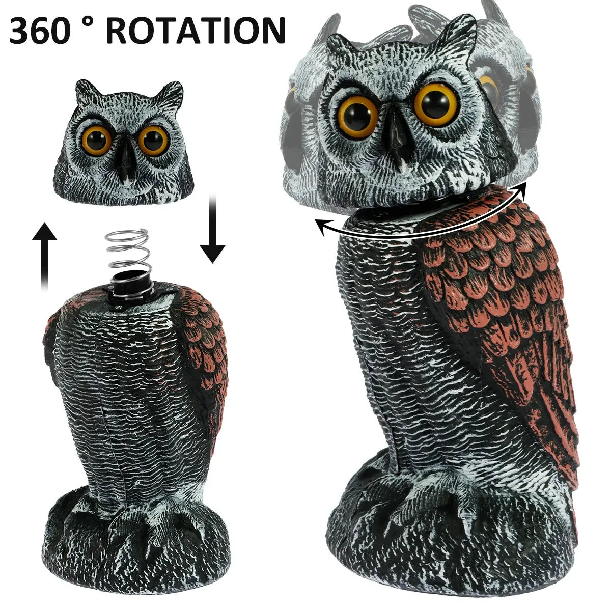 Owl Decoy Light for Outdoor Garden Yard Bird Repellent — alternate product view 4