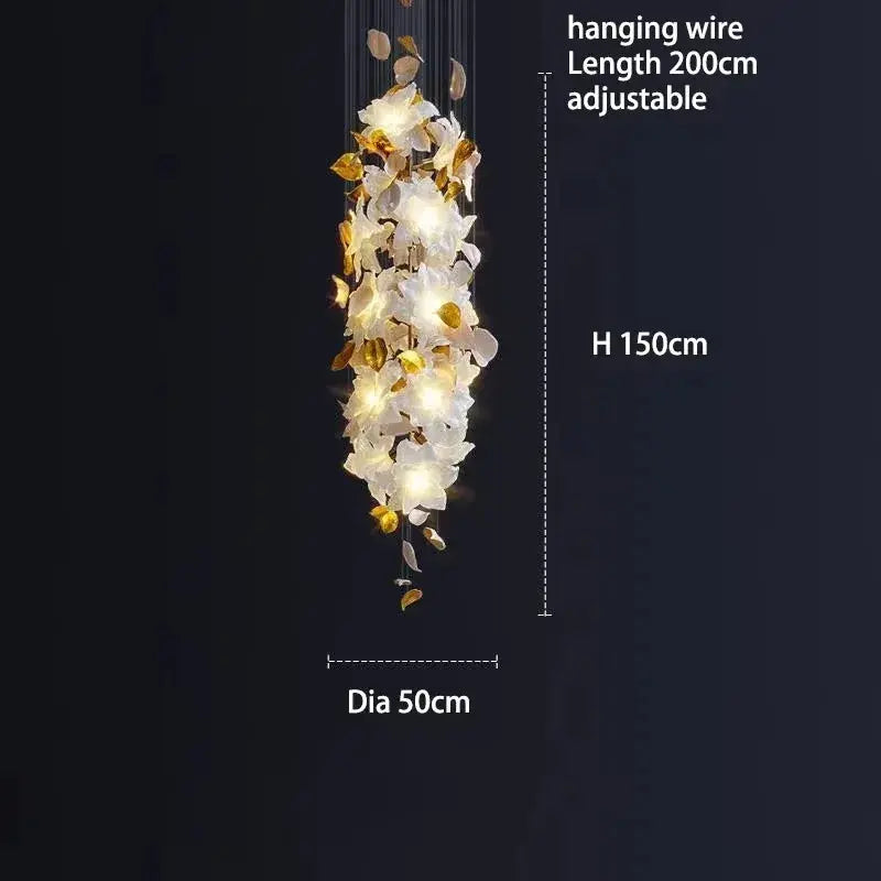 Duplex Villa Designer Flower Shaped Luxury Chandelier — alternate product view 9