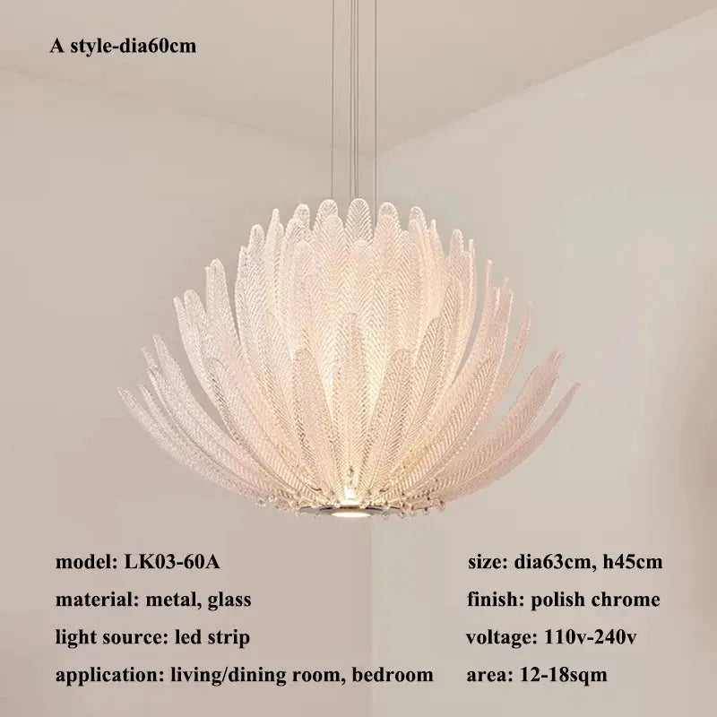 Modern Luxury Feather Glass Luxury Pendant Chandelier — alternate product view 10