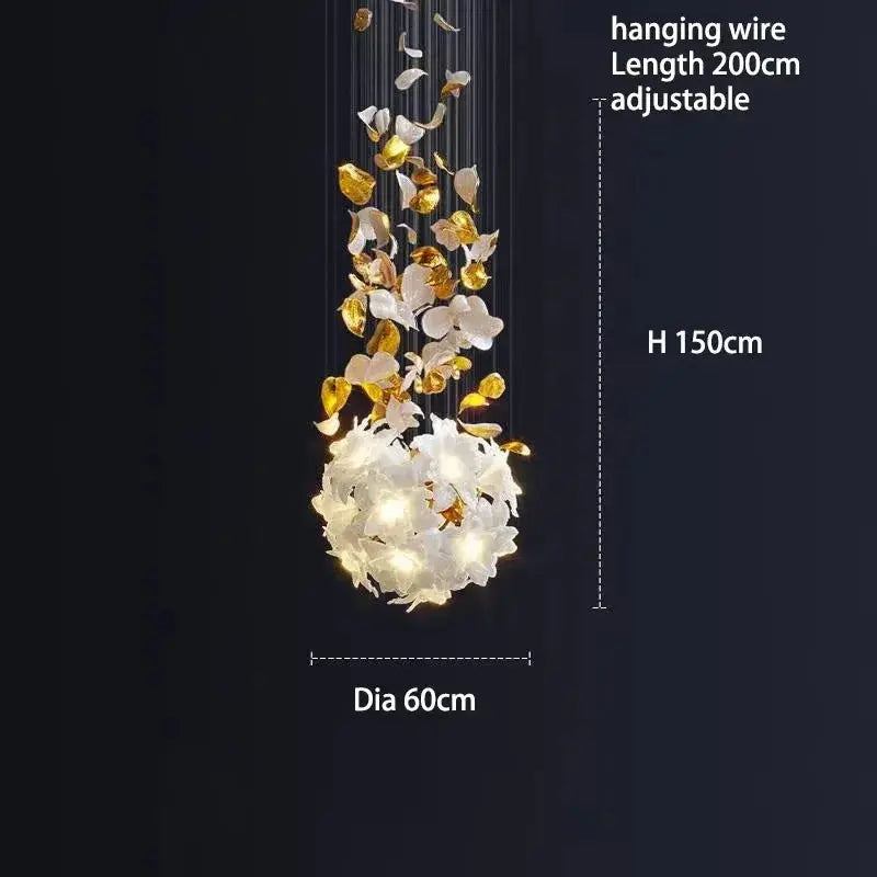 Duplex Villa Designer Flower Shaped Luxury Chandelier — alternate product view 11