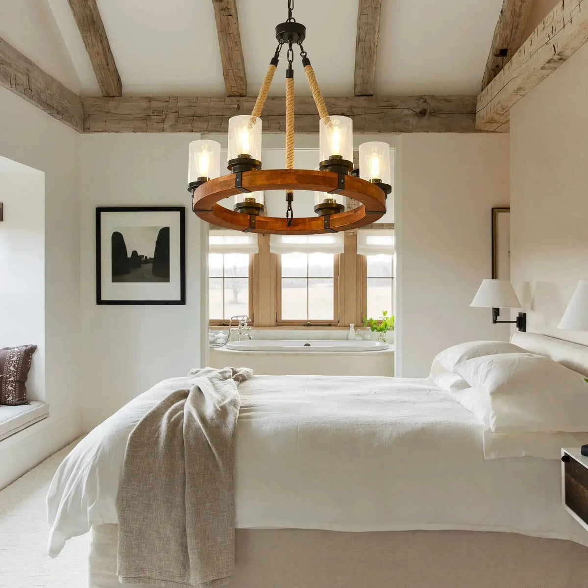 Country Farmhouse Wood Chandelier — alternate product view 4