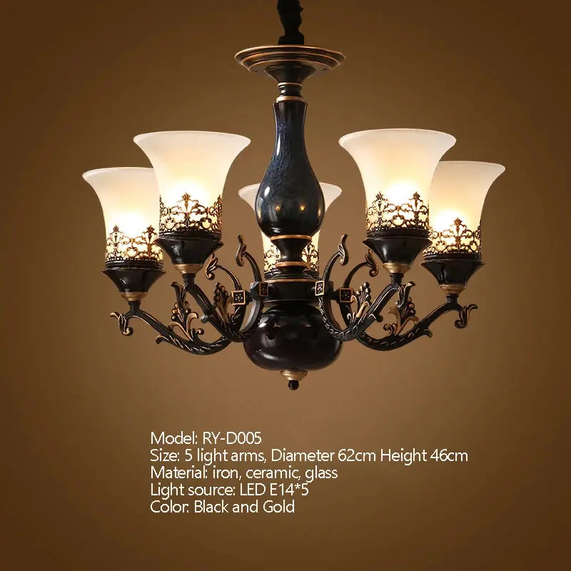 Dark Antique Ceramic Chandelier — alternate product view 6