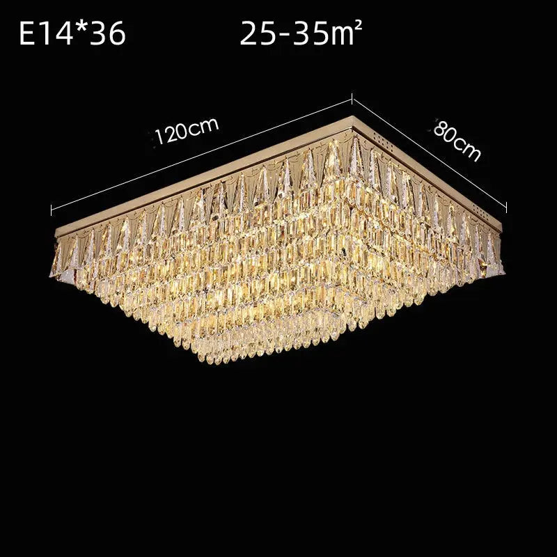 Rectangular Round Crystal Luxury Ceiling Lamp — alternate product view 6