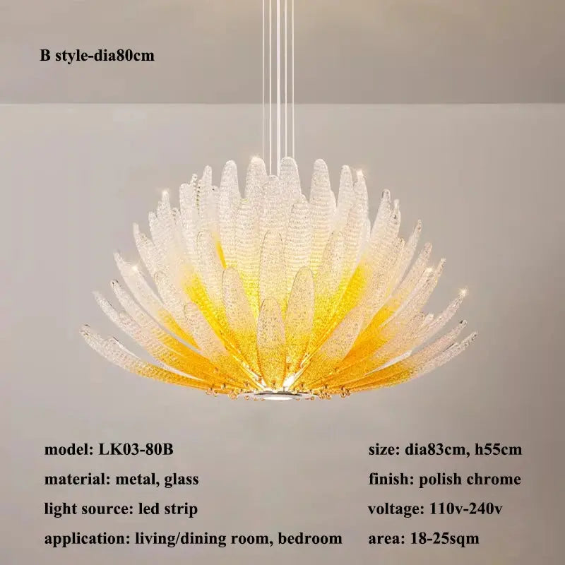 Modern Luxury Feather Glass Luxury Pendant Chandelier — alternate product view 6