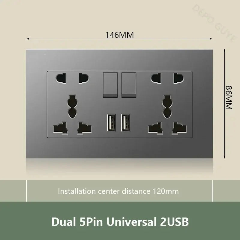 UK Wall Electrical Outlet with USB Charger — alternate product view 18
