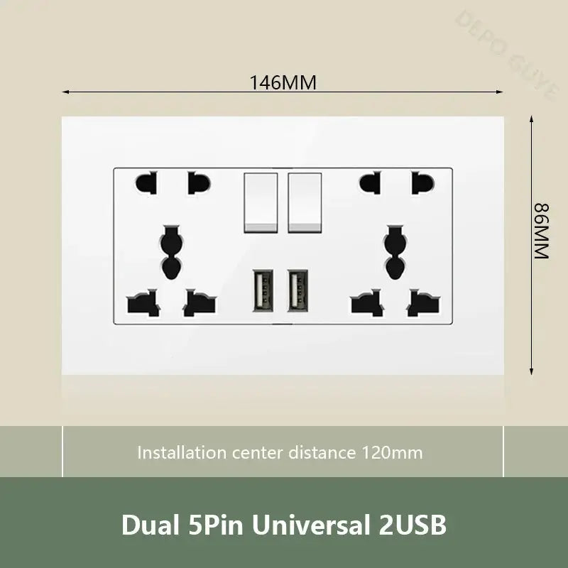 UK Wall Electrical Outlet with USB Charger — alternate product view 20