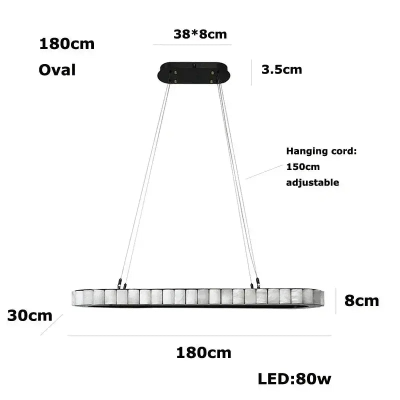 Modern Minimalist Designer Alabaster Chandelier — alternate product view 18