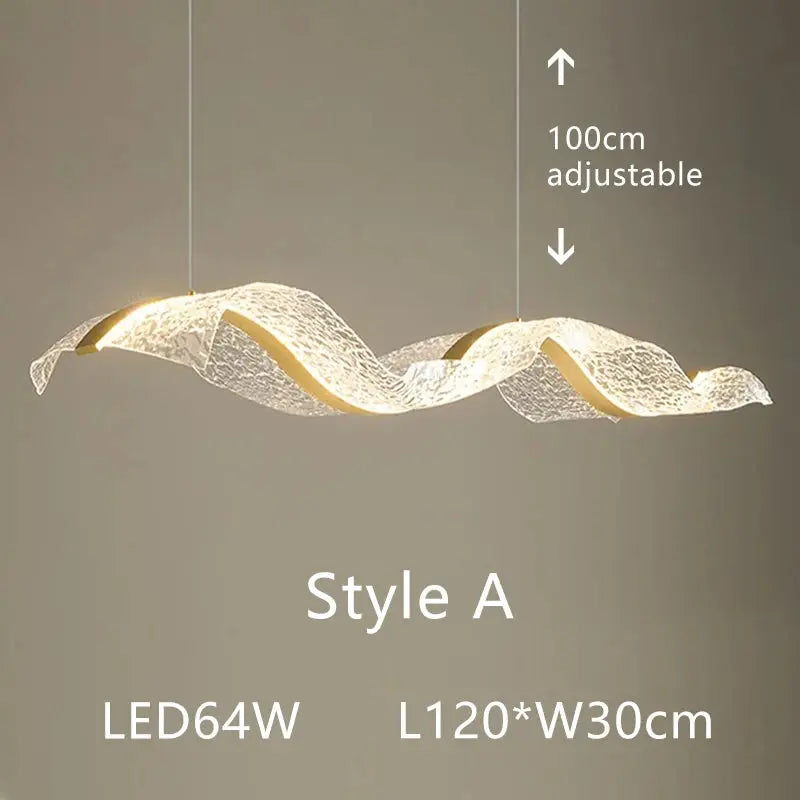 Modern Minimal LED Chandelier Wave Design — alternate product view 7