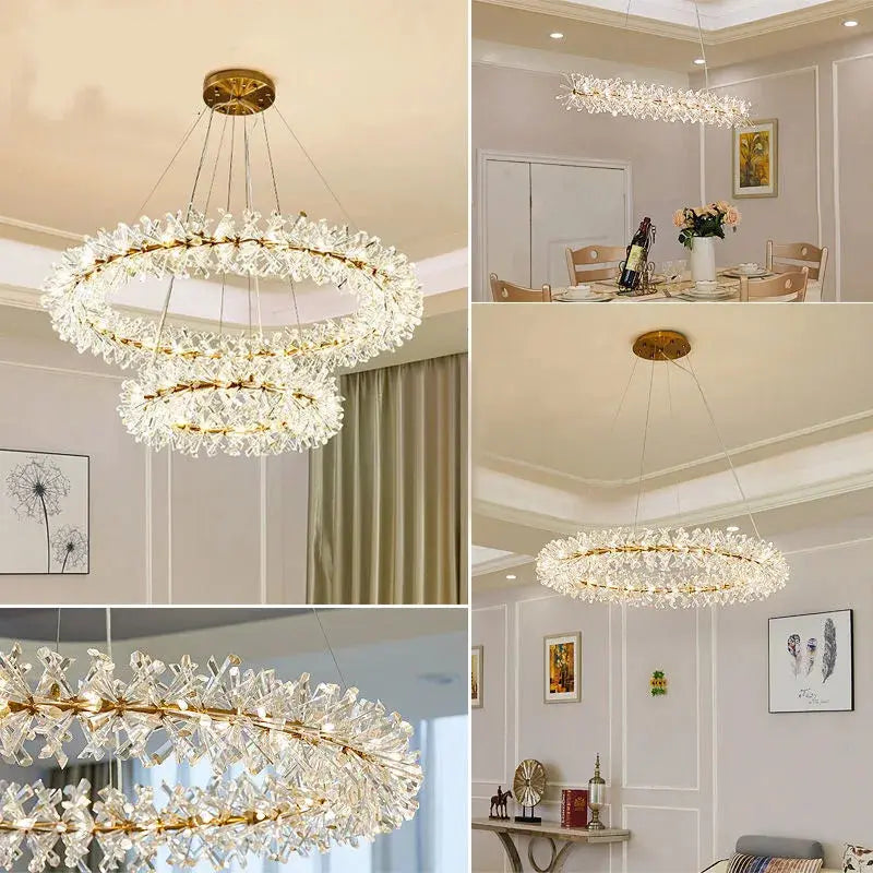 Modern Crystal Flower Pendant Chandelier — alternate product view 3