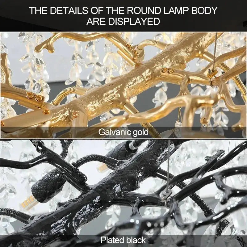 Luxury Crystal Chandelier Lighting Black Gold Chrome — alternate product view 3