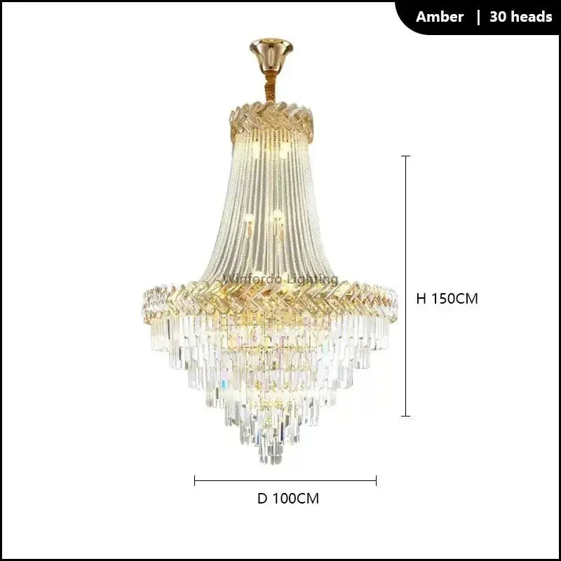 2025 Luxury Duplex Villa Crystal Chandelier — alternate product view 10