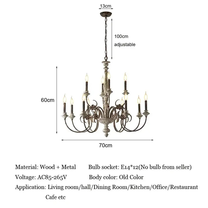 French Retro Wooden Chandelier — alternate product view 6