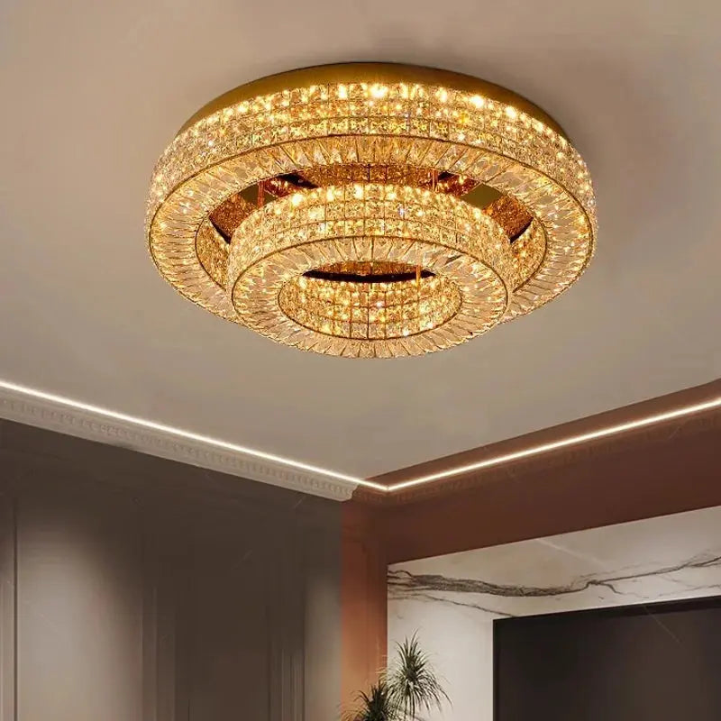 Modern Two Tier Crystal Luxury Ceiling Lights — alternate product view 1