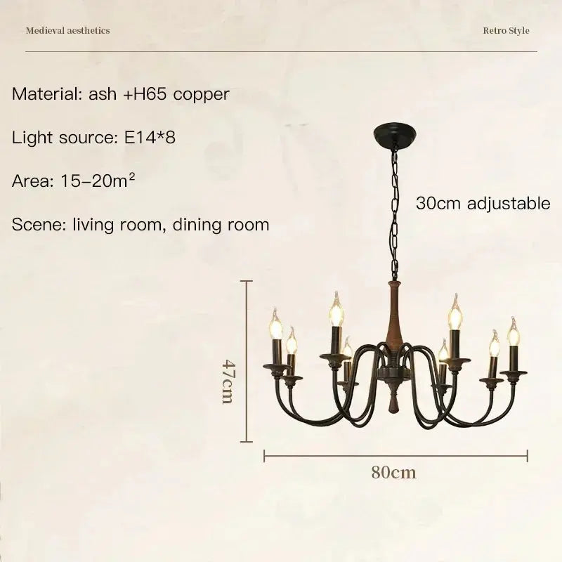 Nordic Retro Solid Wood Chandeliers — alternate product view 6