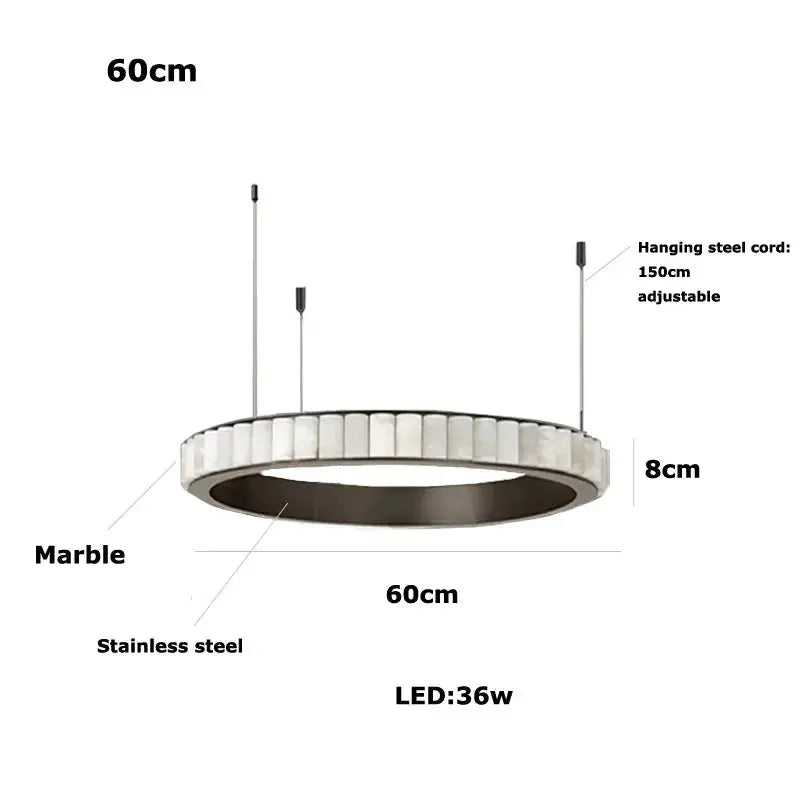 Modern Minimalist Designer Alabaster Chandelier — alternate product view 6