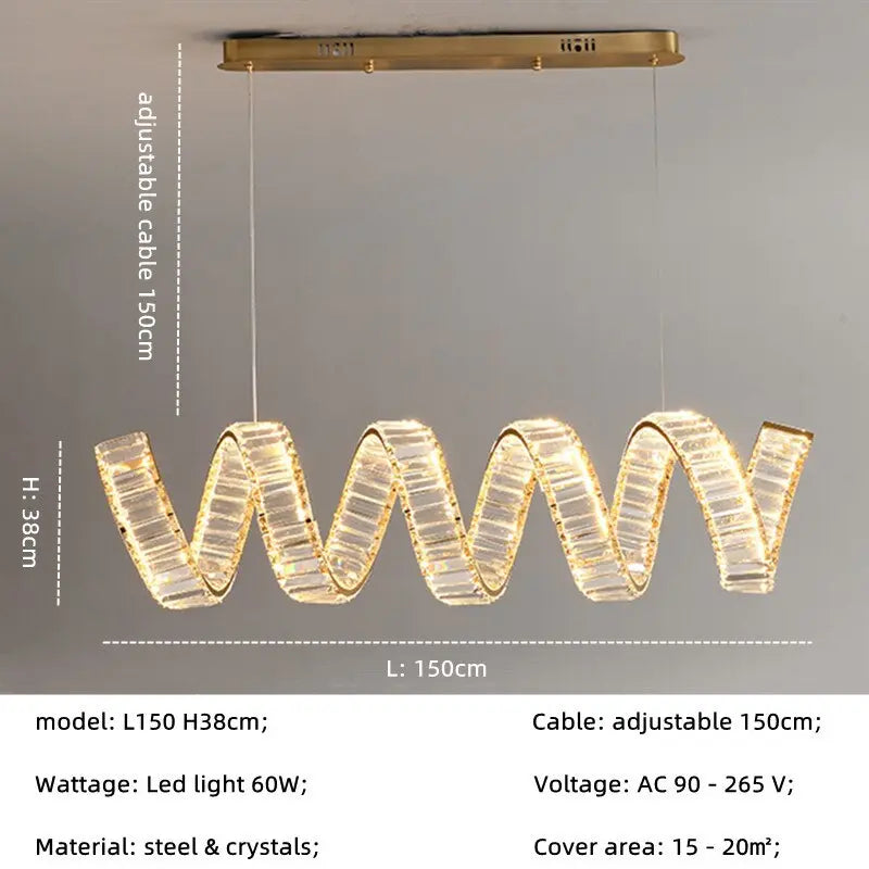 Luxury Led Wave Crystal Chandelier — alternate product view 13