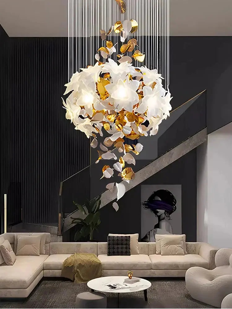 Duplex Villa Designer Flower Shaped Luxury Chandelier — alternate product view 3