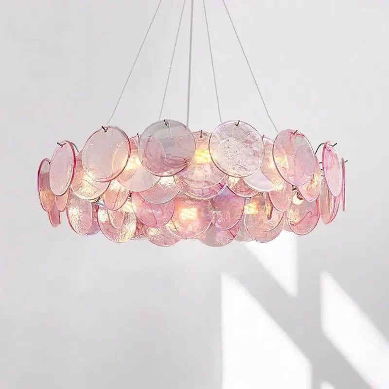 Rosella Murano-inspired Pink and Green Glass chandelier, product gallery image 18 of 19