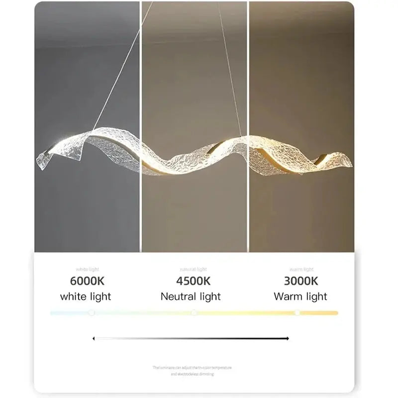 Modern Minimal LED Chandelier Wave Design — alternate product view 4