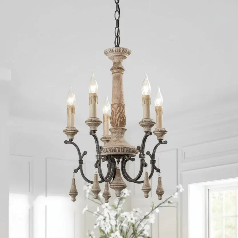 Entryway Retro Wooden Chandelier — alternate product view 3