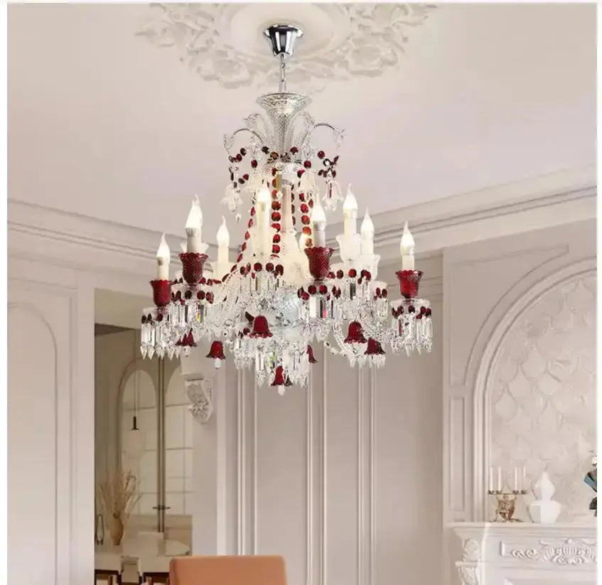 Modern Crystal Clear Red Color Chandelier — alternate product view 5