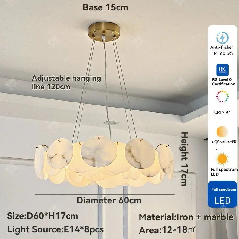 Modern White Marble Alabaster Round Lamp — alternate product view 9
