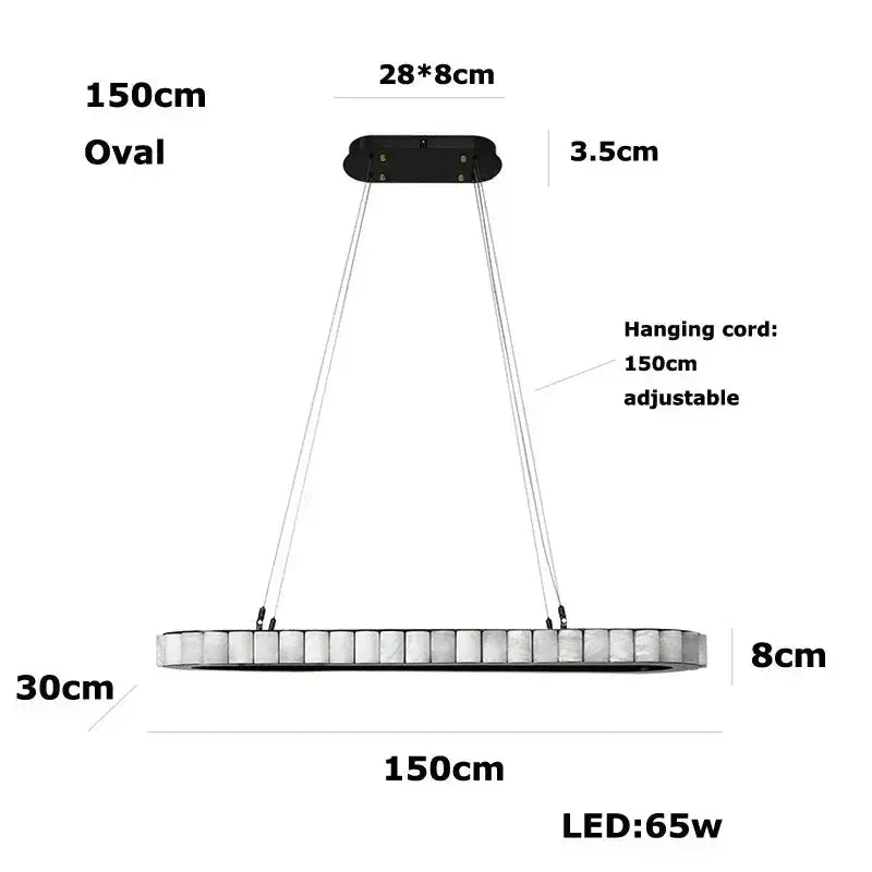 Modern Minimalist Designer Alabaster Chandelier — alternate product view 23