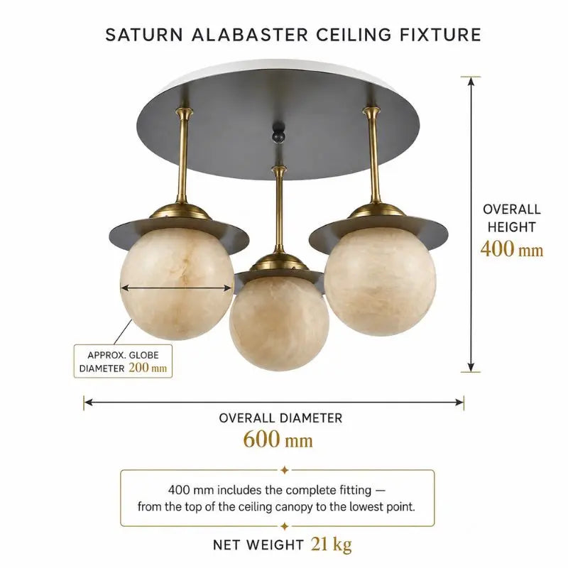 Saturn Alabaster Ceiling Fixture — alternate product view 1