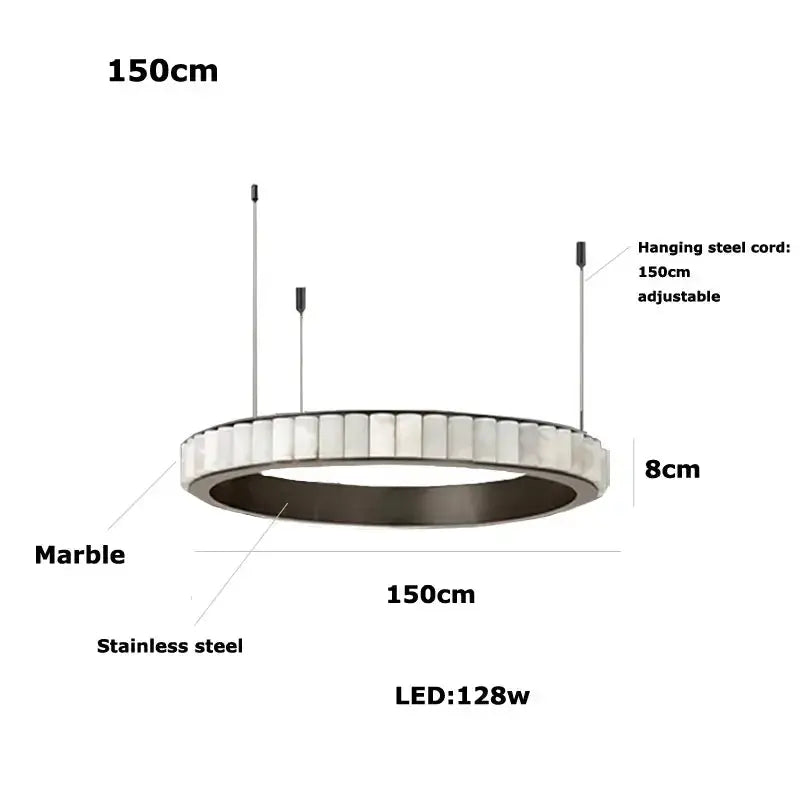 Modern Minimalist Designer Alabaster Chandelier — alternate product view 7
