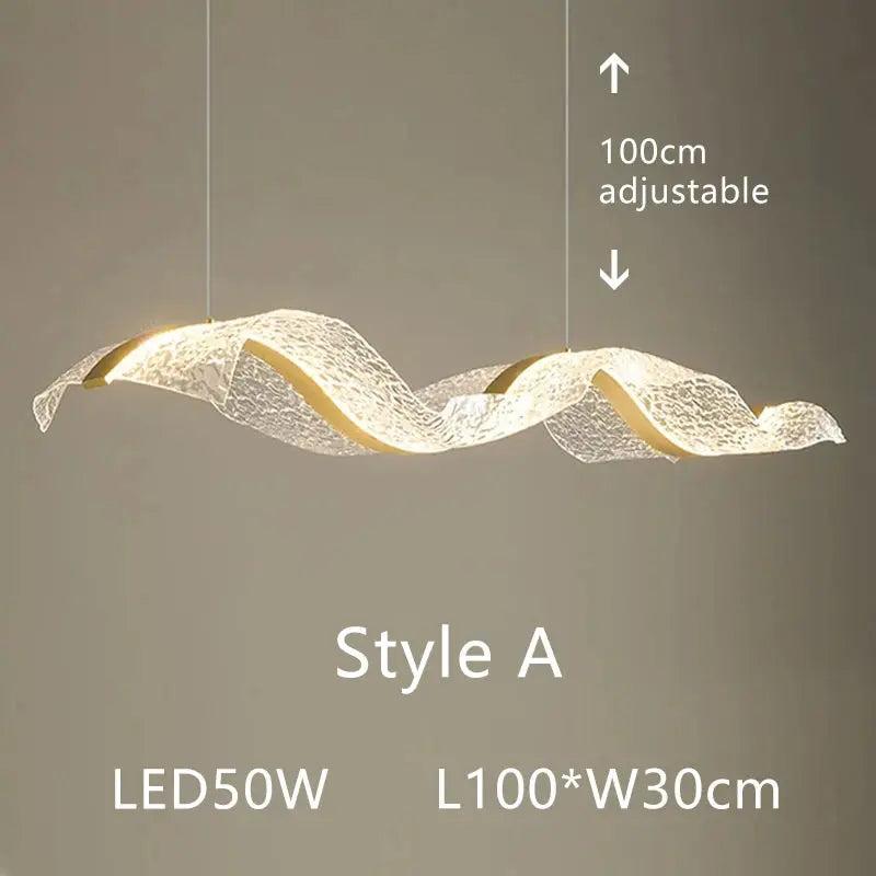 Modern Minimal LED Chandelier Wave Design — alternate product view 6